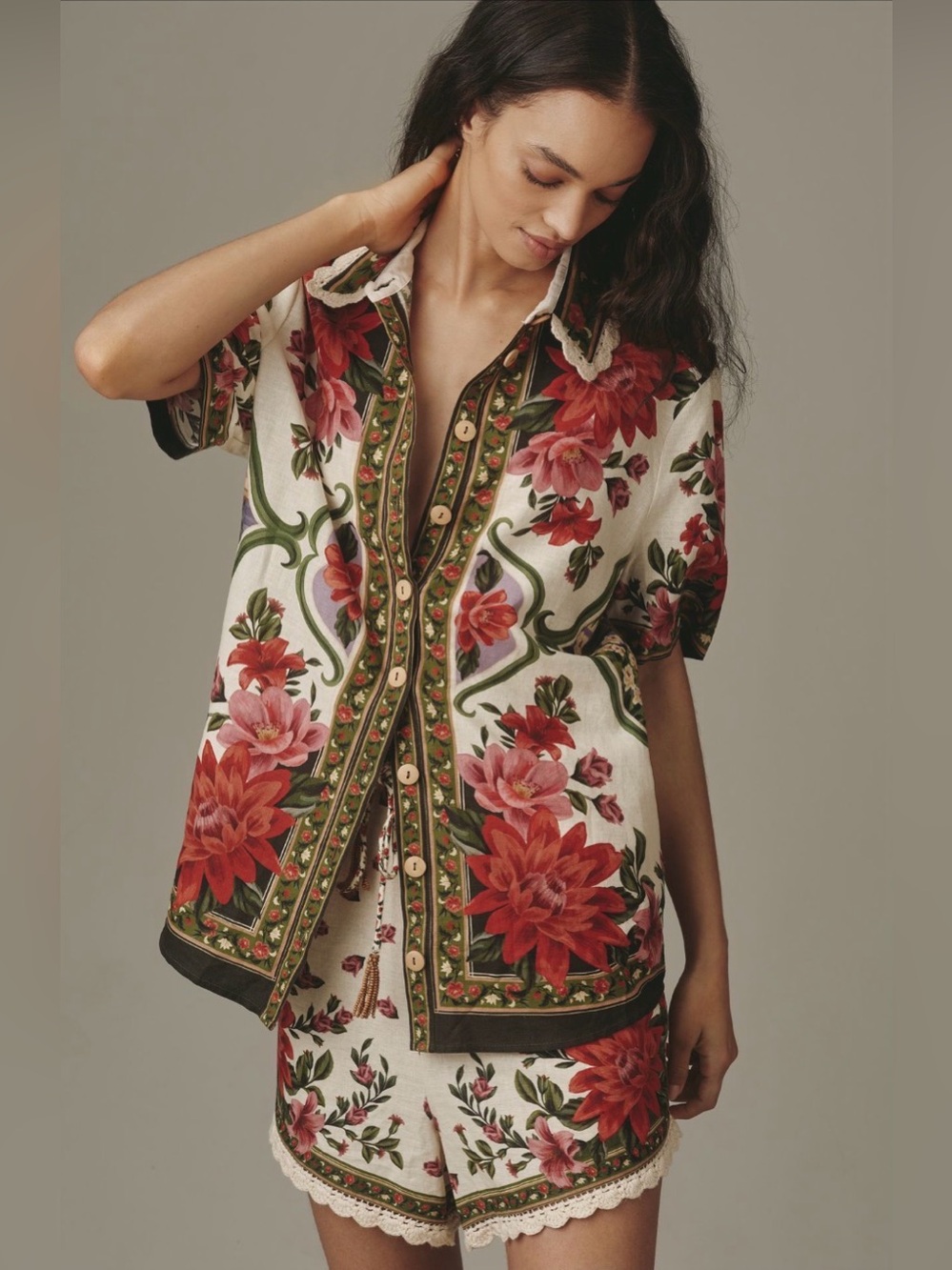 Farm Rio Sand Wonder Rio Crochet Shirt